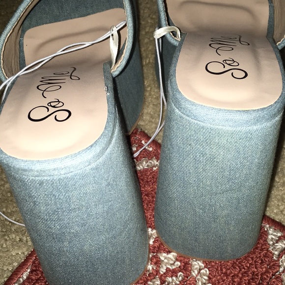 Forever 21 blue high heel wedges - Picture 7 of 8